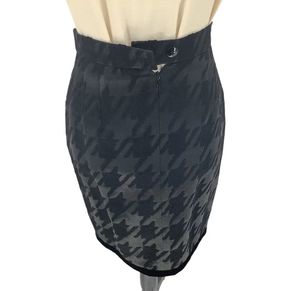 ESCADA Womens 34 US 2 Black Wool Silk Houndstooth Skirt & Blazer Elegant Luxury - Picture 15 of 16